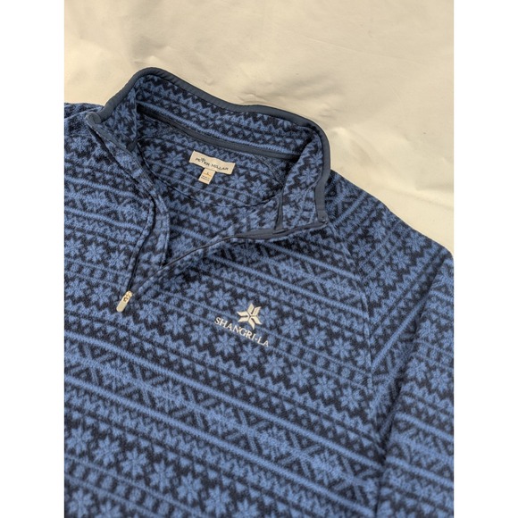 Peter Millar All Day Microfleece 1/4 Zip Men's Large Shangri-La Snowflakes Rare